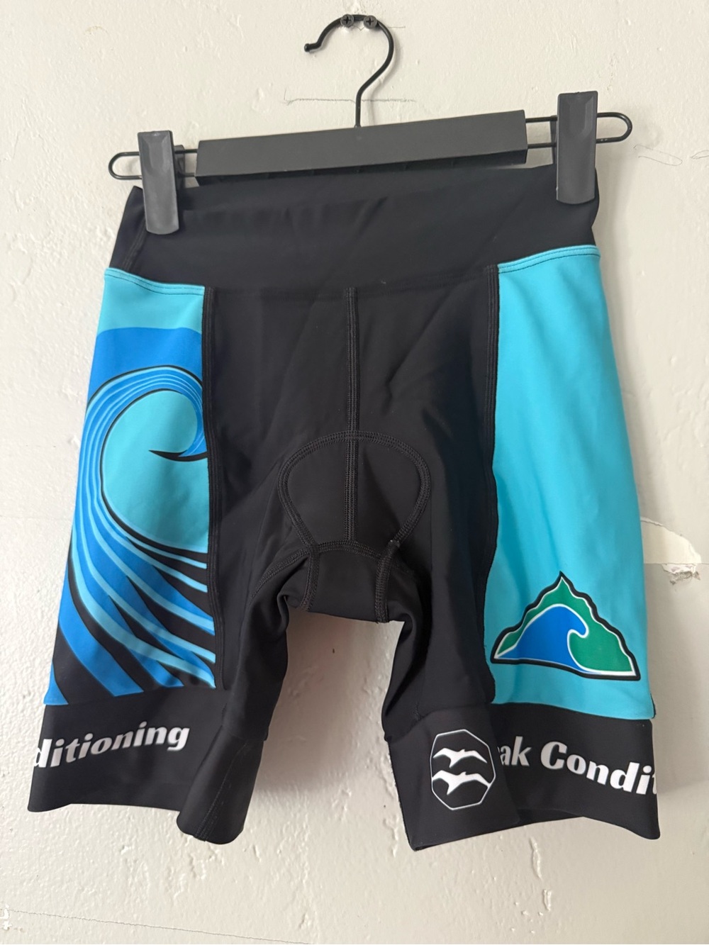 Zoca Black & Aqua Wave Bike Cycling/Compression Shorts Padded Shorts